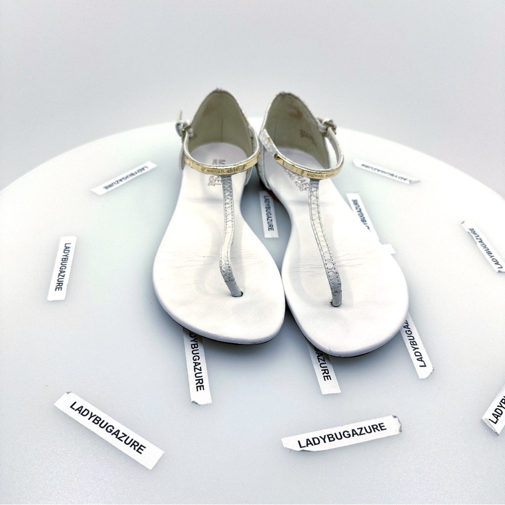 Michael Kors White with Gold Sandals Size 7